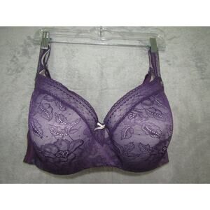 Cacique Women’s 40DDD Purple Lace Underwire Bra Lightly Lined Full Coverage‎